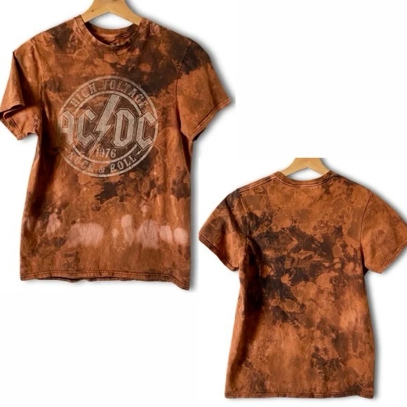 Custom Bleached Men's AC/DC T-Shirt - Picture 1 of 5